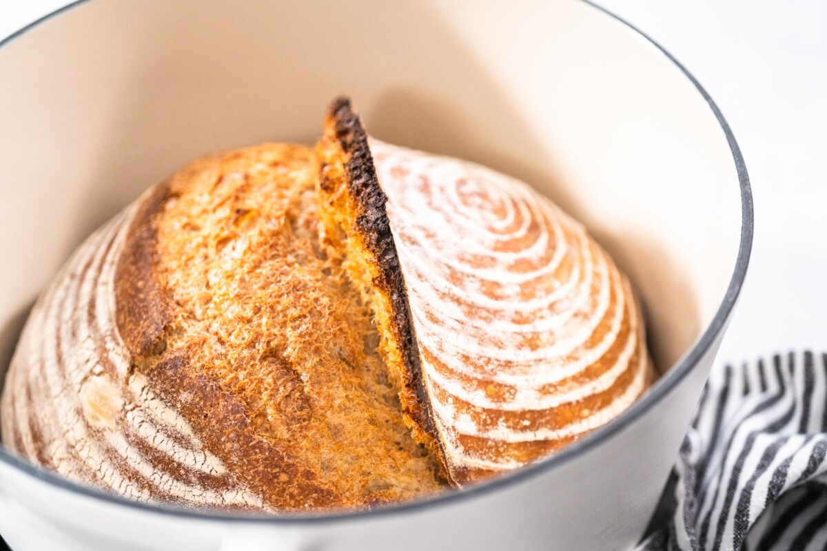 Sourdough loaf in dutch oven