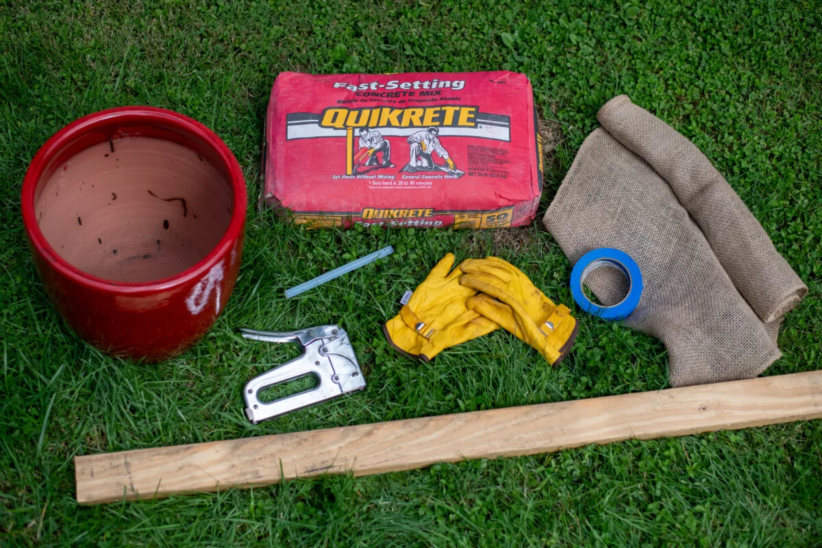 Overhead view of varies tools needed to complete planter.