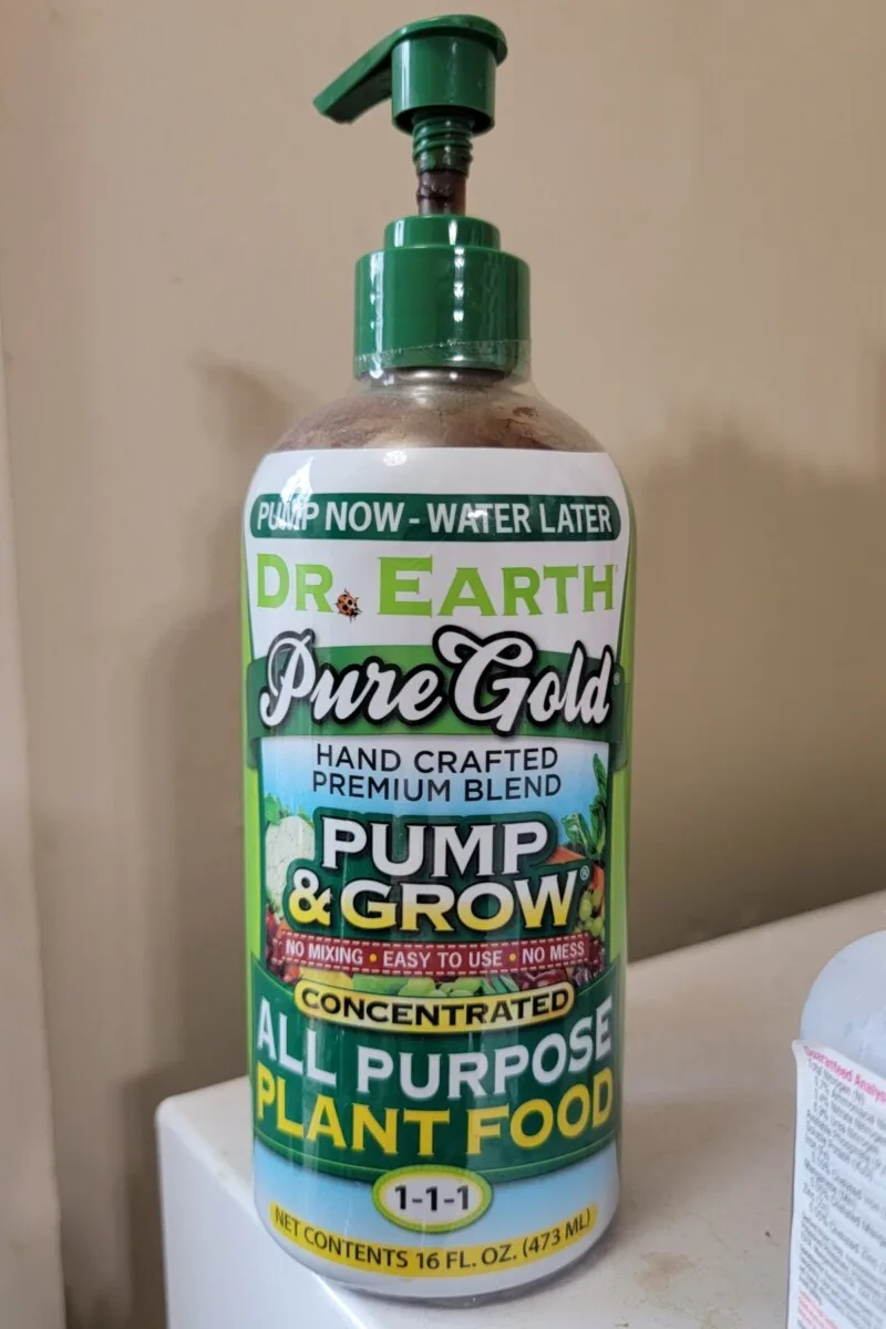 Bottle of liquid plant fertilizer.