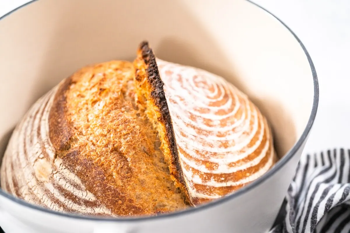 Sourdough loaf in dutch oven