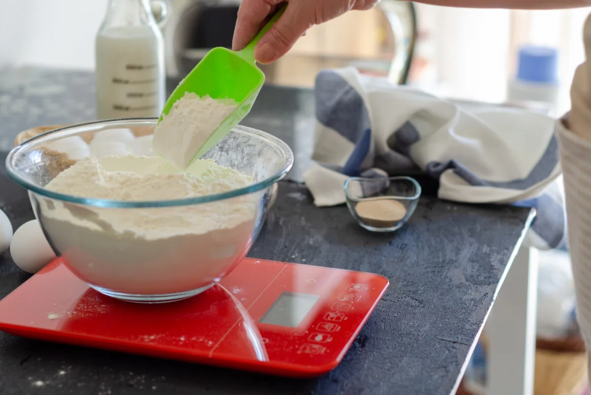 Weighing flour